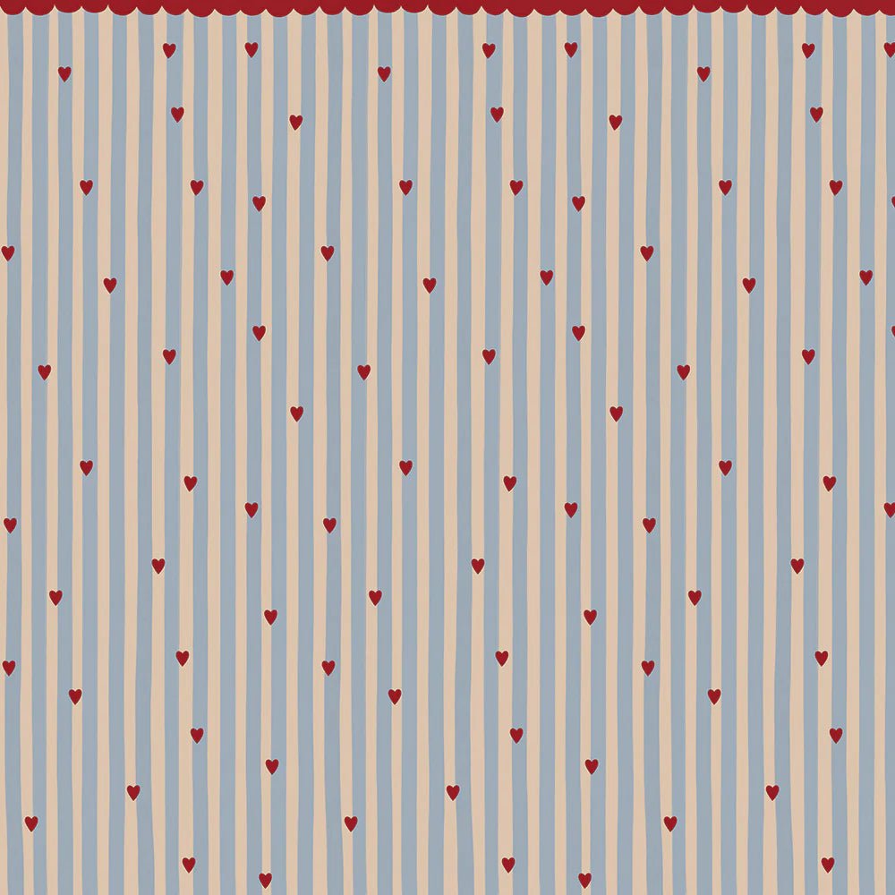 Wallpaper - French Hearts Stripes - Le Petit Marché Home Furniture