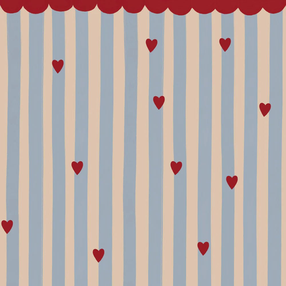 Wallpaper - French Hearts Stripes - Le Petit Marché Home Furniture