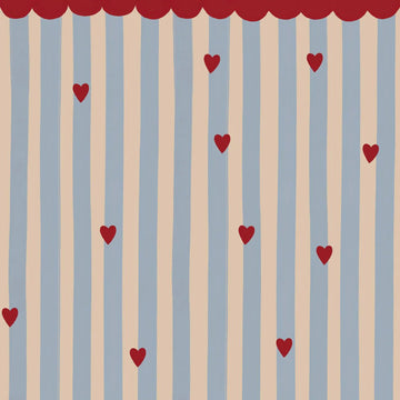 Wallpaper - French Hearts Stripes - Le Petit Marché Home Furniture