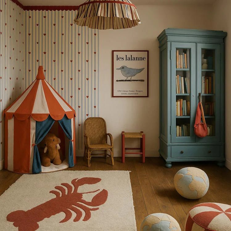 Wallpaper - French Hearts Stripes - Le Petit Marché Home Furniture