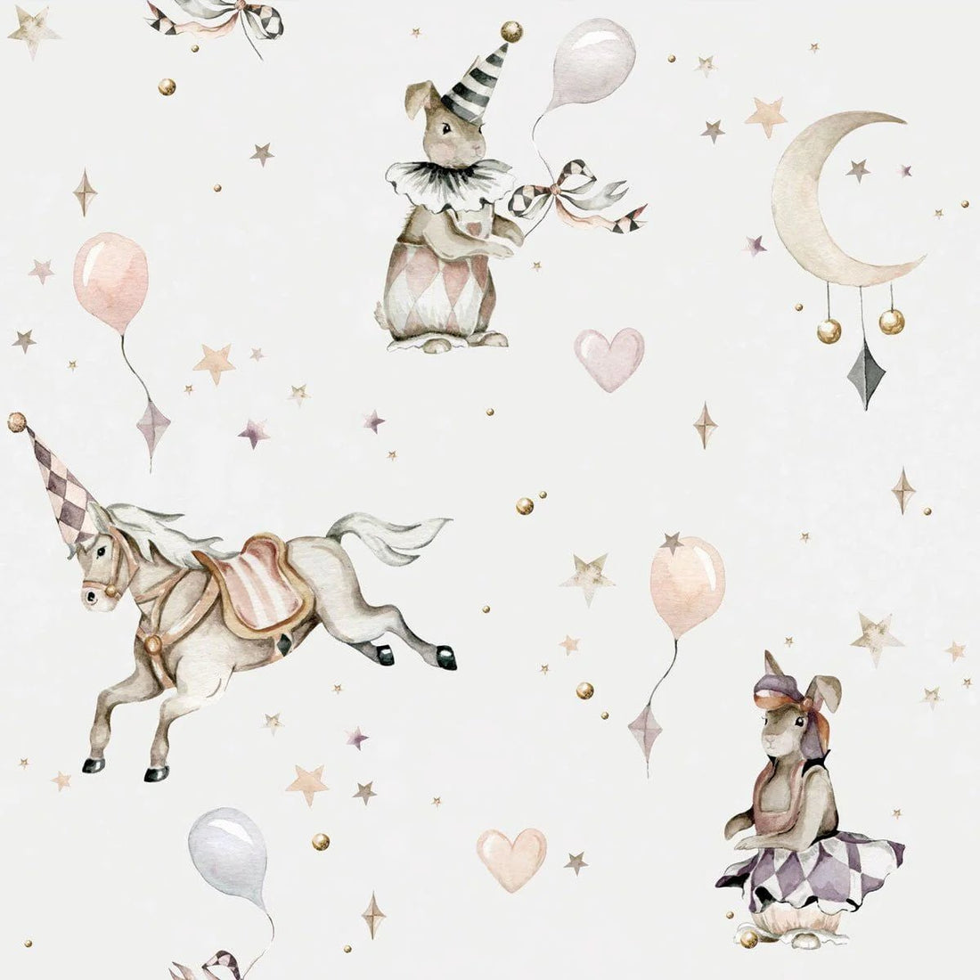 Wallpaper - Girl's Magic Gray / Toys from the Attic - Le Petit Marché Home Furniture