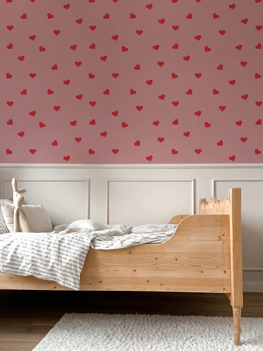 Wallpaper - Hearts on Pink - Le Petit Marché Home Furniture