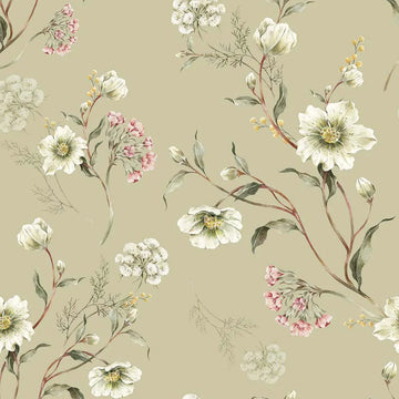 Wallpaper - Light Green Blossom - Le Petit Marché Home Furniture