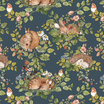 Wallpaper - Little Sleepy Animals Dark - Le Petit Marché Home Furniture