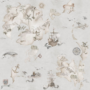 Wallpaper - Map Stories From The Sea Color - Le Petit Marché Home Furniture