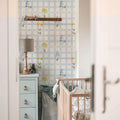 Wallpaper - Meadow Flowers on Check Blue - Le Petit Marché Home Furniture