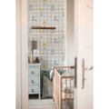 Wallpaper - Meadow Flowers on Check Blue - Le Petit Marché Home Furniture
