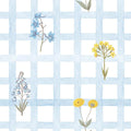 Wallpaper - Meadow Flowers on Check Blue - Le Petit Marché Home Furniture