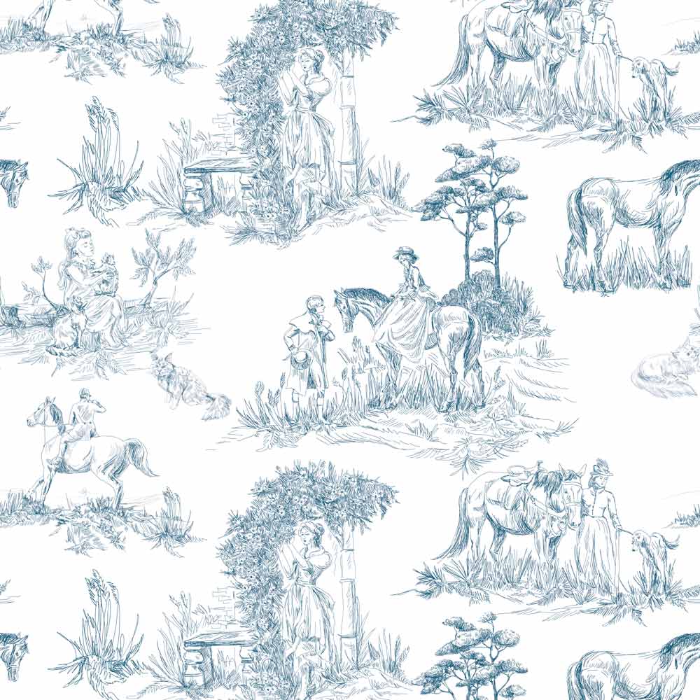 Wallpaper - Old English Sketches - Le Petit Marché Home Furniture