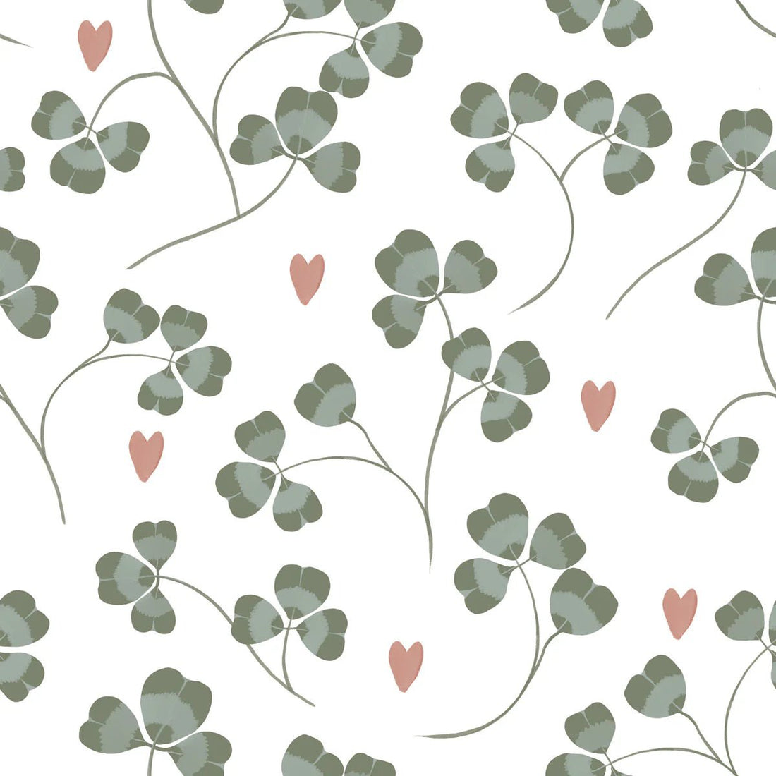 Wallpaper - Pastel Clover and Hearts - Le Petit Marché Home Furniture