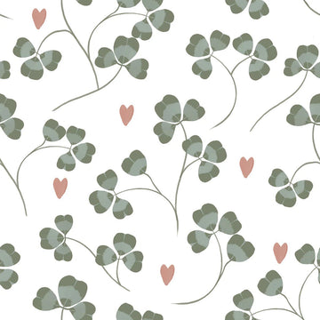 Wallpaper - Pastel Clover and Hearts - Le Petit Marché Home Furniture