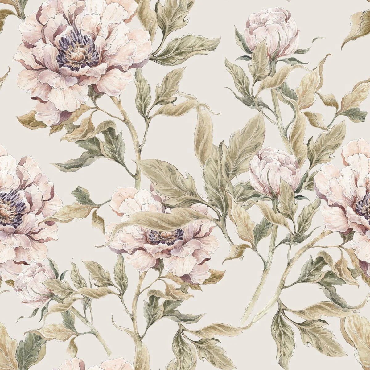Wallpaper - Peonies Beige - Le Petit Marché Home Furniture
