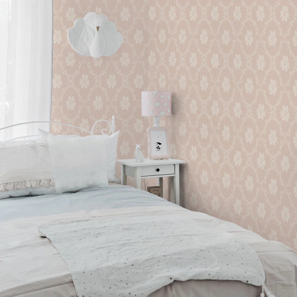 Wallpaper - Pink Old English Pattern - Le Petit Marché Home Furniture