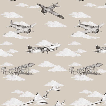 Wallpaper - Planes Sepia / Industrial Evolution - Le Petit Marché Home Furniture