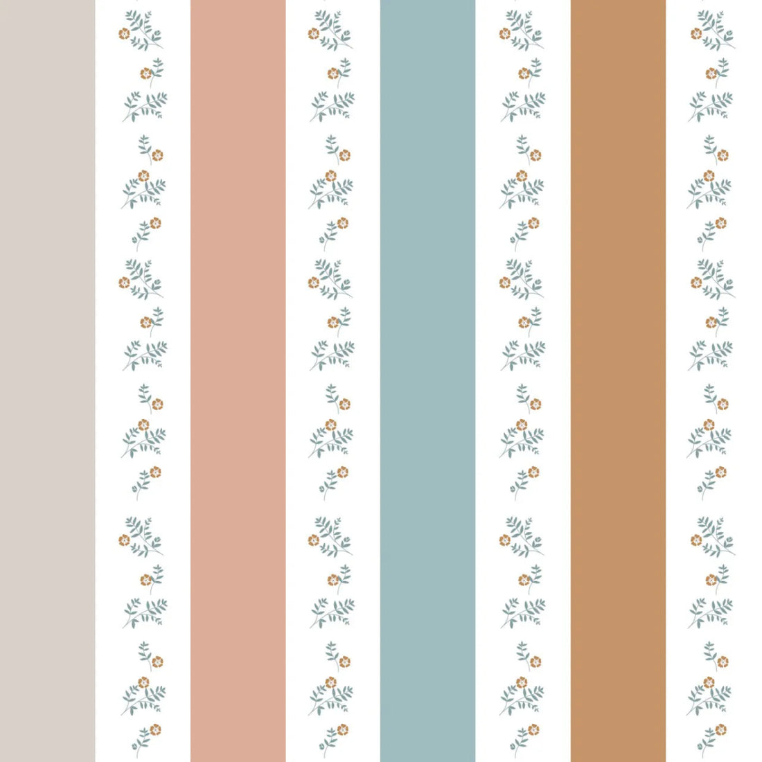 Wallpaper - Portofino Colour Stripes with Flowers - Le Petit Marché Home Furniture