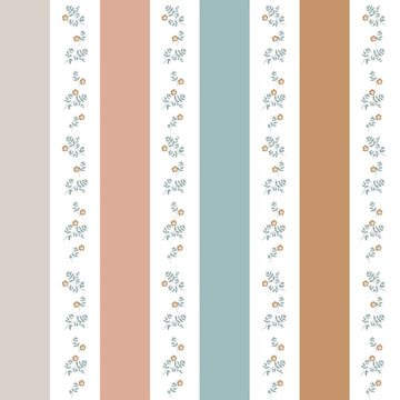 Wallpaper - Portofino Colour Stripes with Flowers - Le Petit Marché Home Furniture