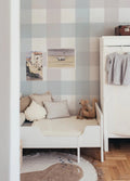 Wallpaper - Provence Check Beige Blue Medium - Le Petit Marché Home Furniture