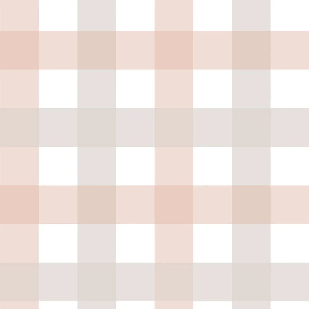 Wallpaper - Provence Check Beige Pink Medium - Le Petit Marché Home Furniture