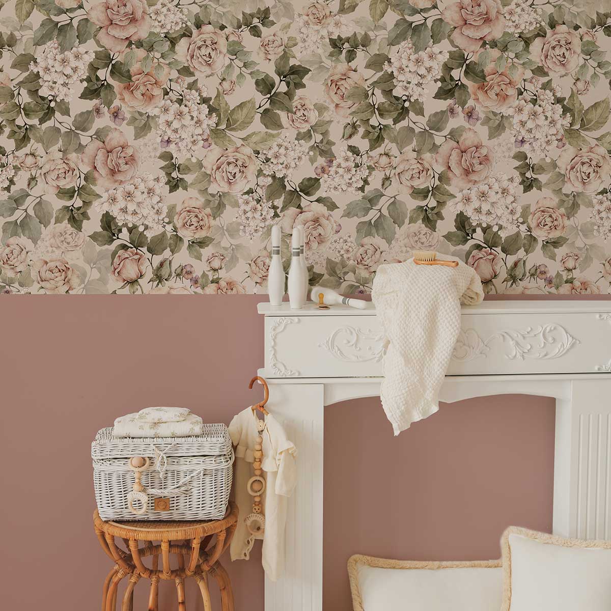 Wallpaper - Roses In Summer Bloom - Le Petit Marché Home Furniture