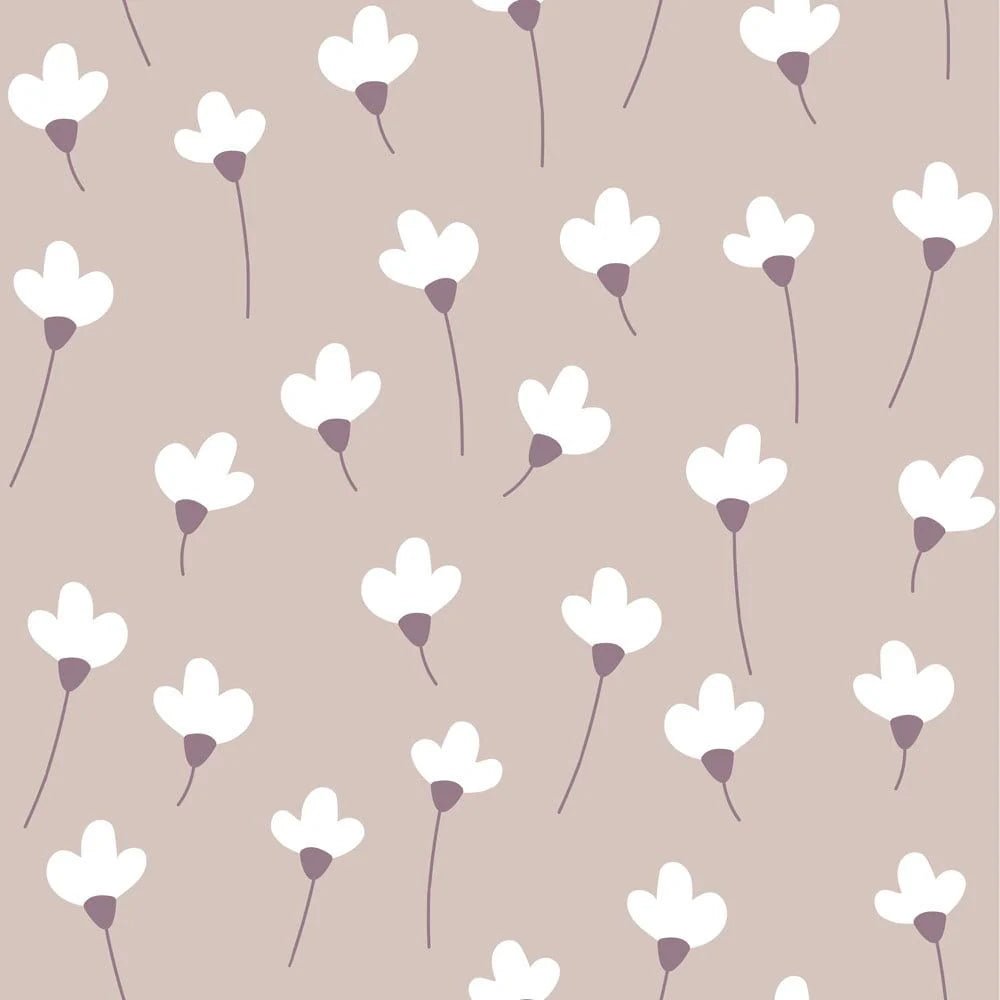 Wallpaper - Simple Daisies on Powder Pink - Le Petit Marché Home Furniture