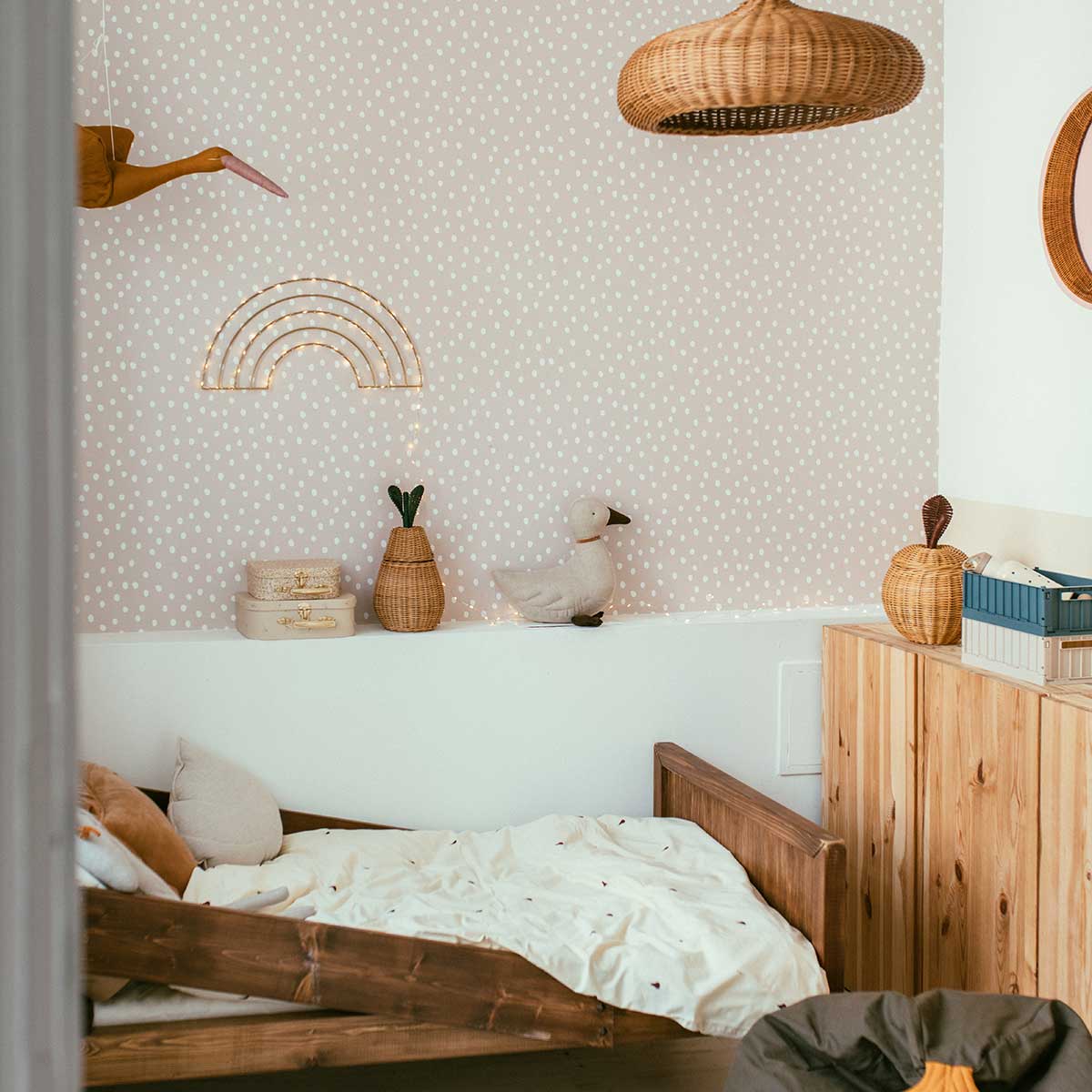 Wallpaper - Simple Irregular Dots Powder Pink White - Le Petit Marché Home Furniture