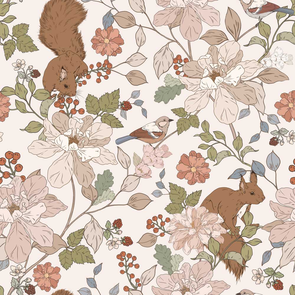 Wallpaper - Squirrels in the Woods - Le Petit Marché Home Furniture