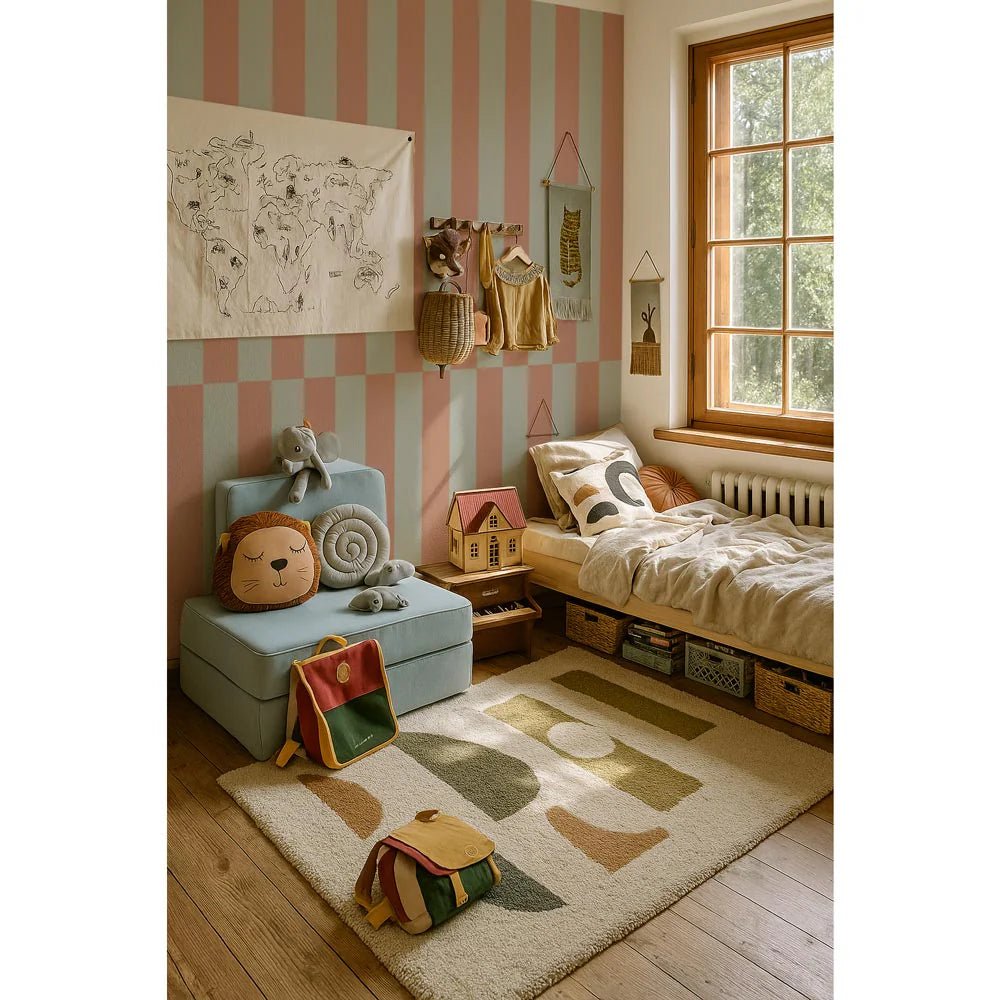 Wallpaper - Stripes Green Brown Upside Down - Le Petit Marché Home Furniture
