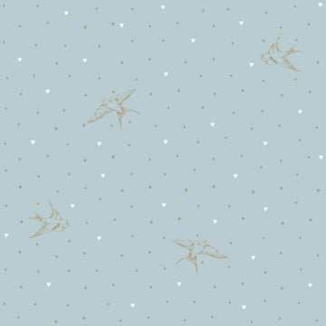 Wallpaper - Swallows on Blue - Le Petit Marché Home Furniture