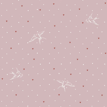 Wallpaper - Swallows on Pink - Le Petit Marché Home Furniture