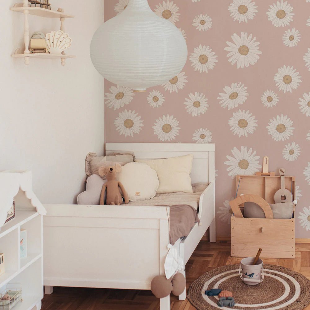 Wallpaper - Tuscan Daisies Pink - Le Petit Marché Home Furniture