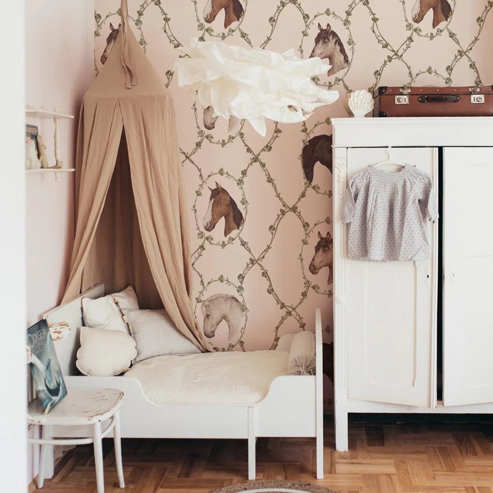 Wallpaper - Watercolour Horses Beige - Le Petit Marché Home Furniture