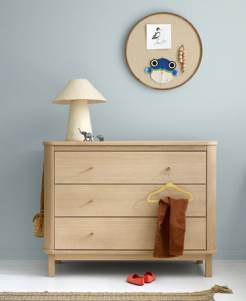 Wood Dresser 3 Drawers, Oak - Le Petit Marché Home Furniture
