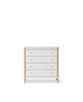 Wood Dresser 4 Drawers, White/Oak - Le Petit Marché Home Furniture