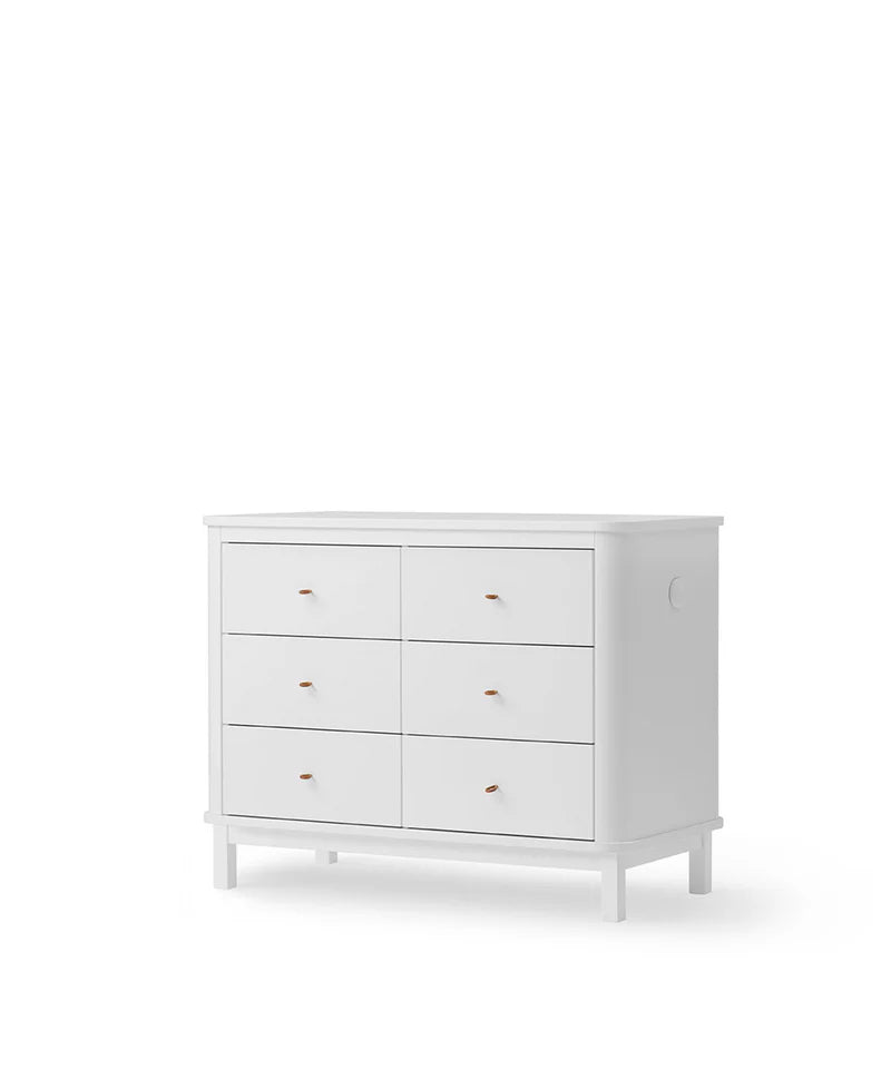 Wood Dresser 6 Drawers, White - Le Petit Marché Home Furniture