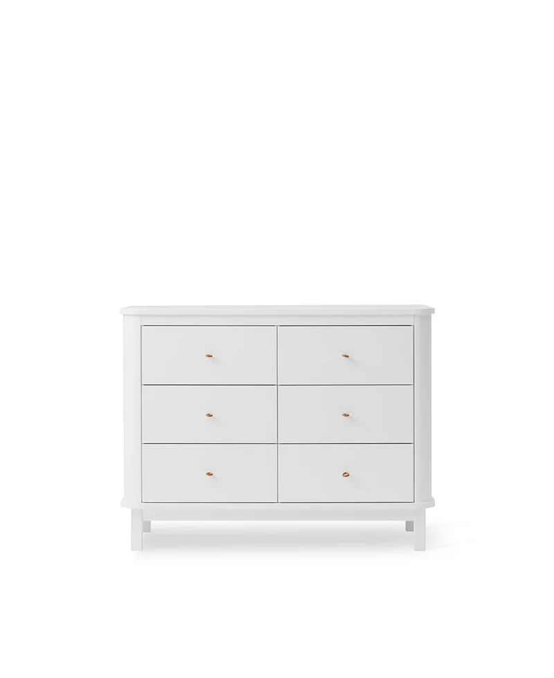 Wood Dresser 6 Drawers, White - Le Petit Marché Home Furniture