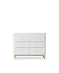 Wood Dresser 6 Drawers, White/Oak - Le Petit Marché Home Furniture