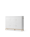 Wood Multi Cupboard 3 Doors, White/Oak - Le Petit Marché Home Furniture
