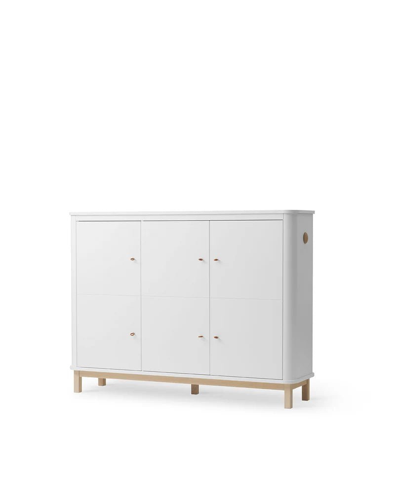 Wood Multi Cupboard 3 Doors, White/Oak - Le Petit Marché Home Furniture