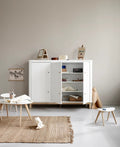 Wood Multi Cupboard 3 Doors, White/Oak - Le Petit Marché Home Furniture