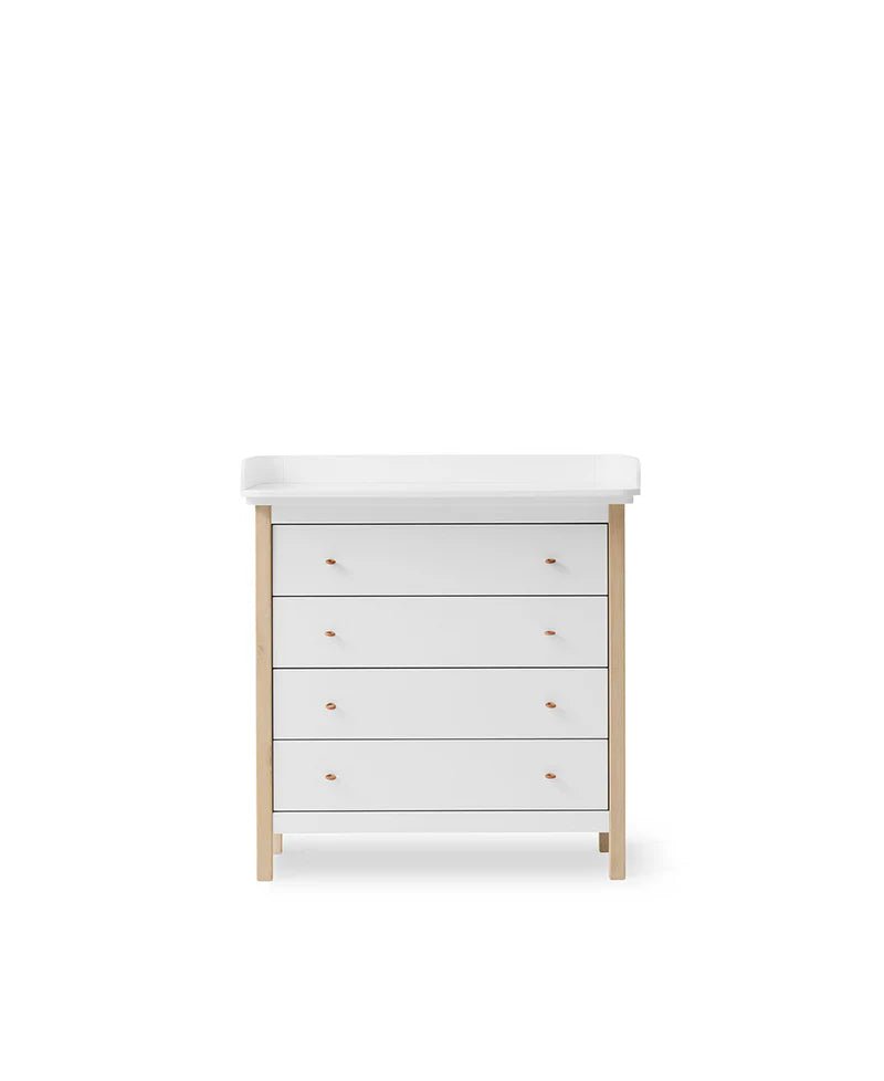 Wood Nursery Dresser 4 Drawers, White/Oak - Le Petit Marché Home Furniture