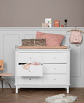 Wood Nursery Dresser 6 Drawers, White - Le Petit Marché Home Furniture