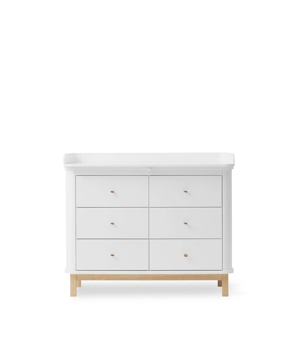 Wood Nursery Dresser 6 Drawers, White/Oak - Le Petit Marché Home Furniture