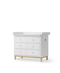 Wood Nursery Dresser 6 Drawers, White/Oak - Le Petit Marché Home Furniture
