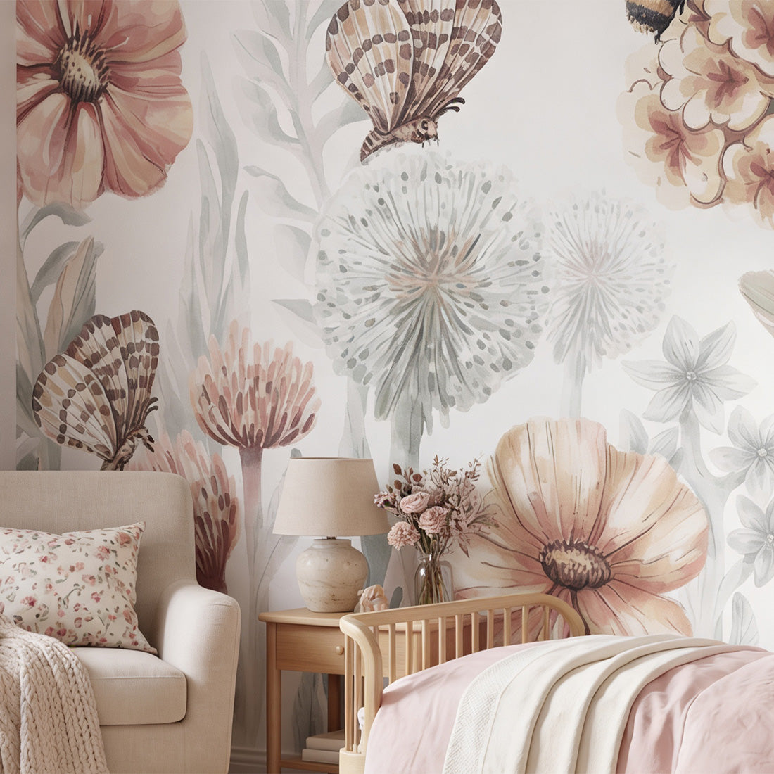 Wildflowers Wallpaper Mural – Large – Pastelowe Love | LPM Home