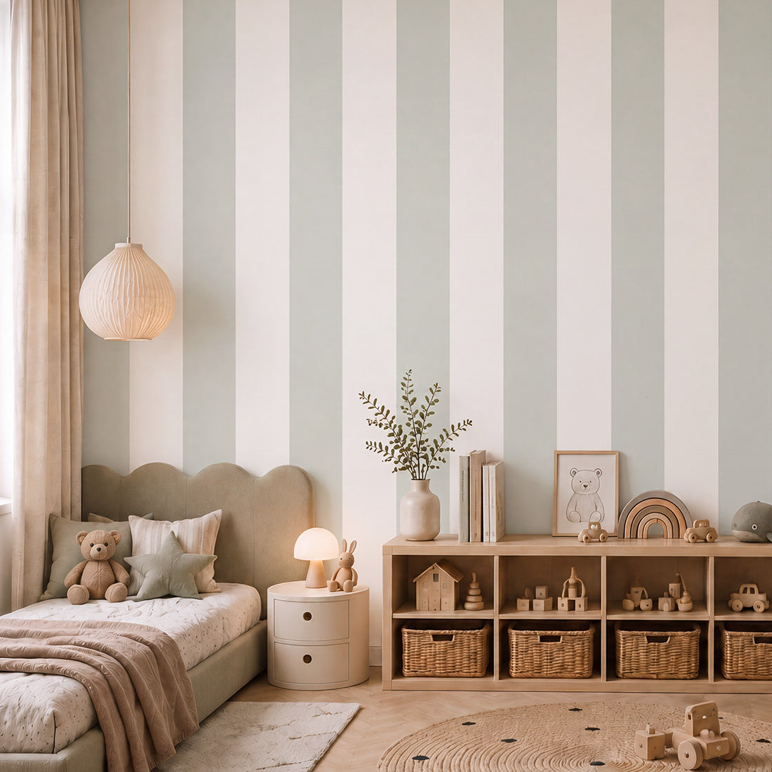 Striped Wallpaper – Matcha / Wide (16 cm) – Pastelowe Love | LPM Home