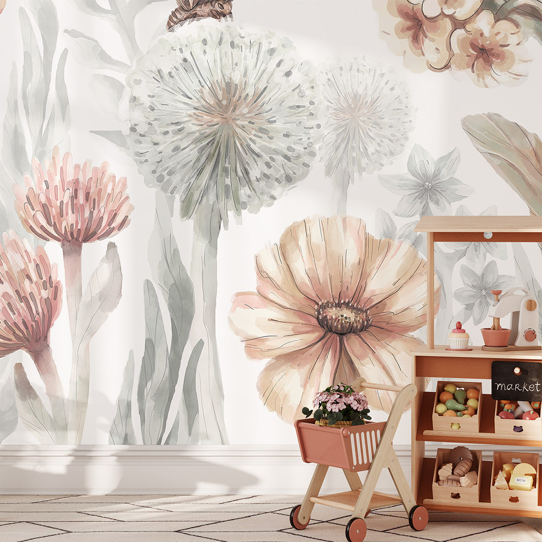 Wildflowers Wallpaper Mural – Large – Pastelowe Love | LPM Home