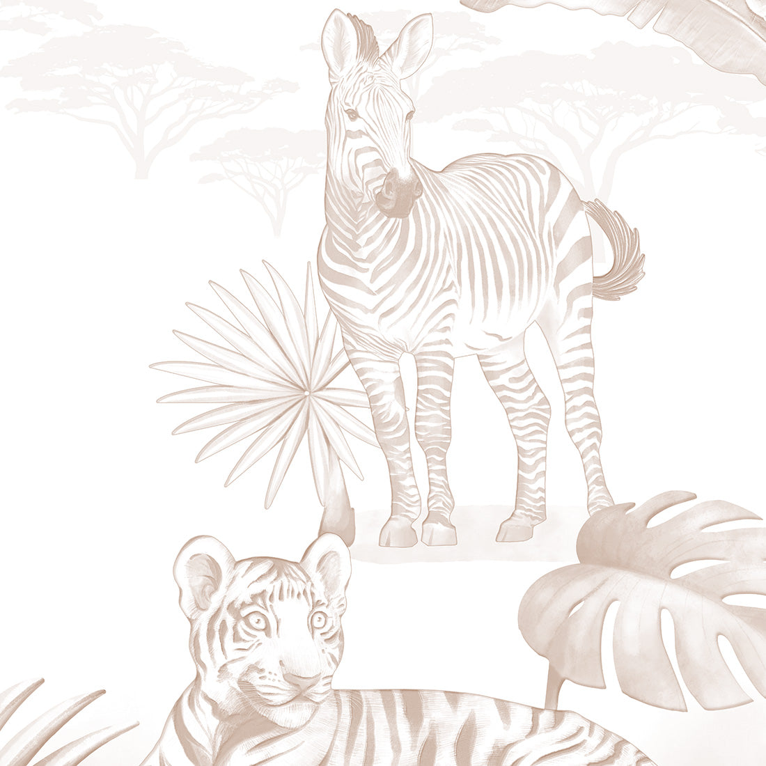 Safari Wallpaper Mural – Sepia – Pastelowe Love | LPM Home
