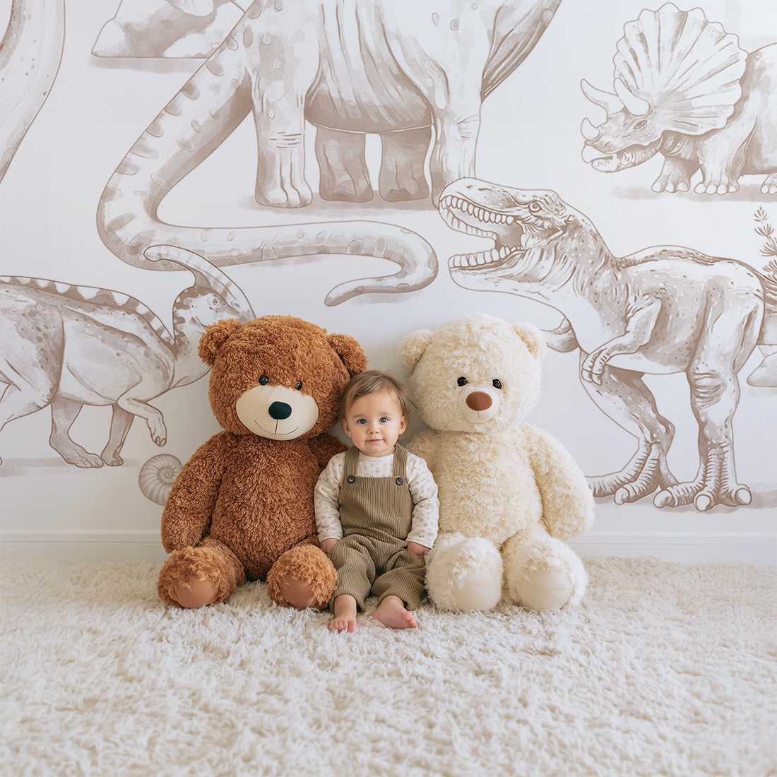 Dinosaurs Wallpaper Mural – Sepia – Pastelowe Love | LPM Home