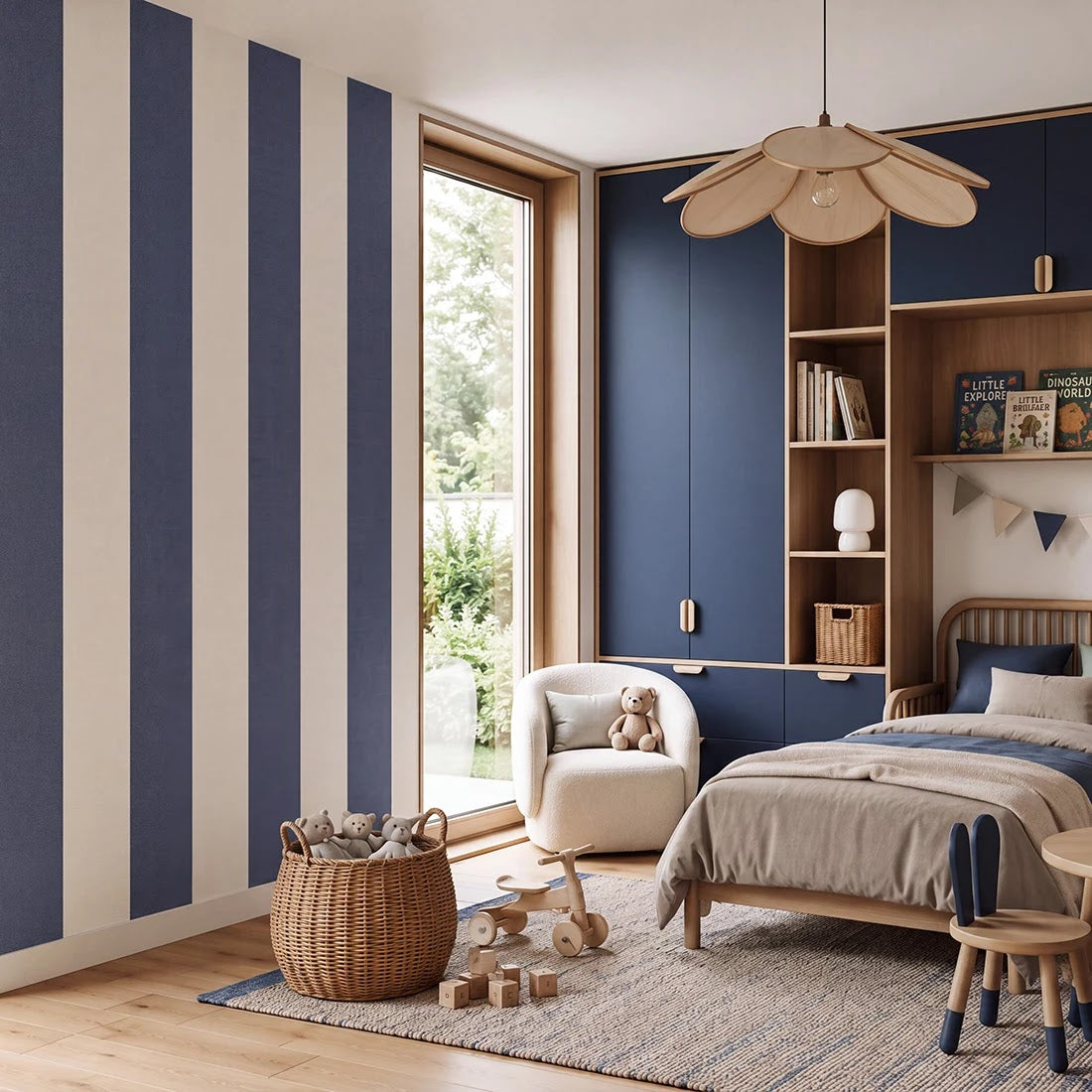 Striped Wallpaper – Navy Blue / Wide (16 cm) – Pastelowe Love | LPM Home
