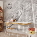 Football Wallpaper Mural – Grey & White – Pastelowe Love | LPM Home